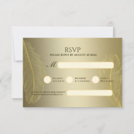 Elegant Gold Feather RSVP Card For Luxury Event Karte