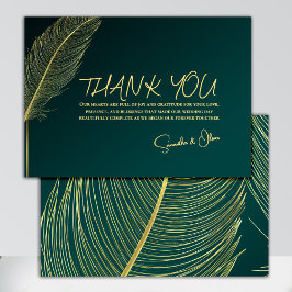 Elegant Gold Feather Thank You Card Dankeskarte