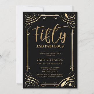 Elegant Gold Fifty Birthday Party Invitation Einladung