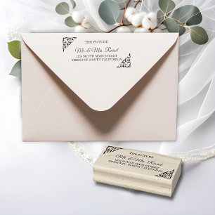 Elegant Gold Filigree , Hochzeit-Rücksendeadresse Gummistempel