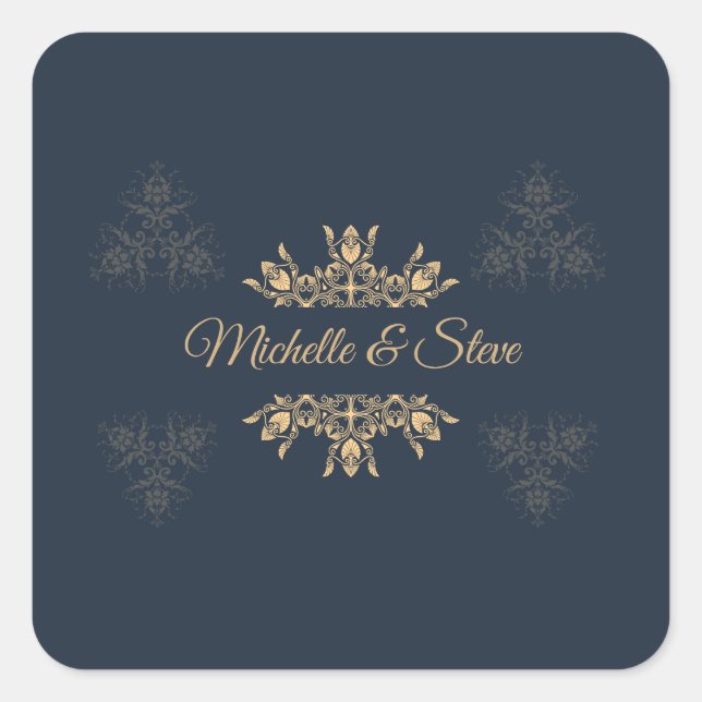 Elegant Gold Filigree Personalized Name Stickers (Vorderseite)