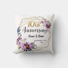 Elegant Gold Floral 10-Jahres-Jubiläum  Kissen