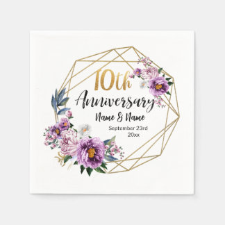 Elegant Gold Floral 10-Jahres-Jubiläum  Serviette