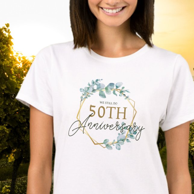 Elegant Gold Floral 50. Hochzeitstag T-Shirt (Von Creator hochgeladen)