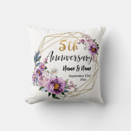 Elegant Gold Floral 5-Jahres-Jubiläum  Kissen