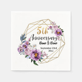 Elegant Gold Floral 5-Jahres-Jubiläum  Serviette