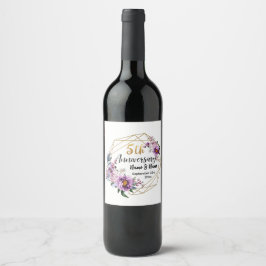Elegant Gold Floral 5-Jahres-Jubiläum  Weinetikett