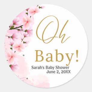 Elegant Gold Floral Baby Shower Runder Aufkleber