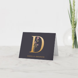 Elegant Gold Floral D Monogram Chic Personalisiert