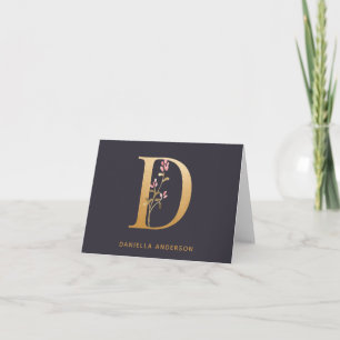 Elegant Gold Floral D Monogram Chic Personalisiert