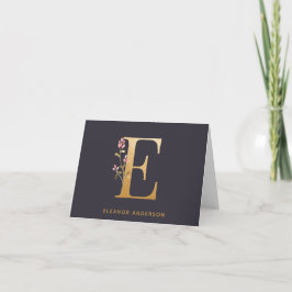 Elegant Gold Floral E Monogram Chic Personalisiert