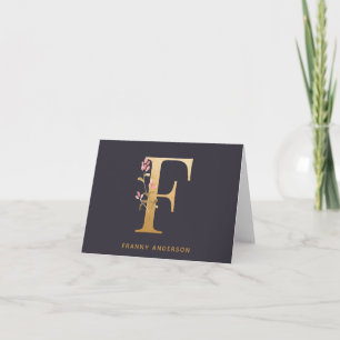 Elegant Gold Floral F Monogram Chic Personalisiert