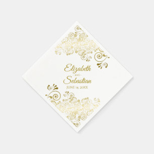Elegant Gold Floral Filigree Einfache schicke Hoch Serviette