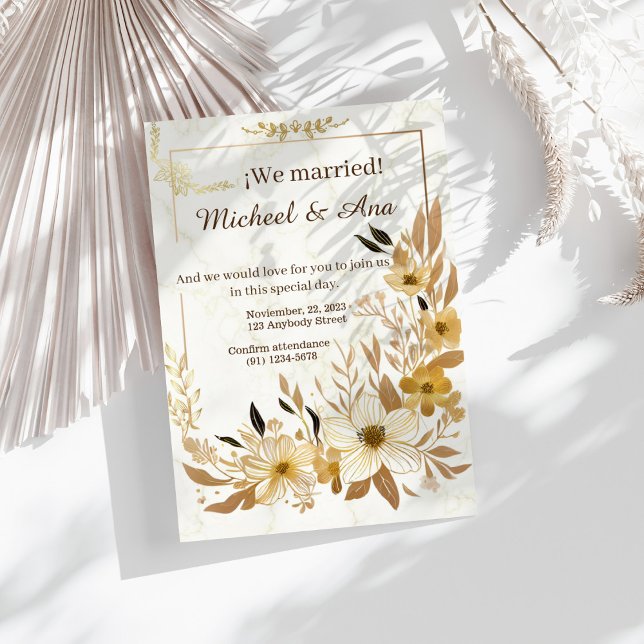 Elegant Gold Floral Golden Wedding Invitation Einladung (Von Creator hochgeladen)