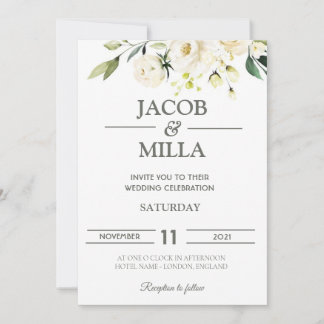 Elegant Gold Floral Greenerity Einladung Hochzeit