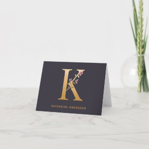 Elegant Gold Floral K Monogram Chic Personalisiert