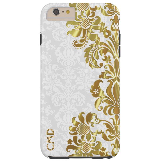 Elegant Gold Floral Lace White Damasks Case-Mate iPhone Hülle (Rückseite)