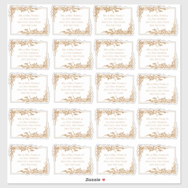 Elegant Gold Floral Leaf Address Labels (Blatt)