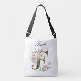 Elegant Gold Floral Letter F Crossbody Bag Tragetaschen Mit Langen Trägern