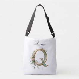 Elegant Gold Floral Letter Q Crossbody Bag Tragetaschen Mit Langen Trägern