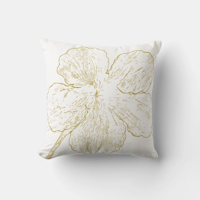 Elegant Gold Floral Line Art Minimalist Kissen (Vorderseite)