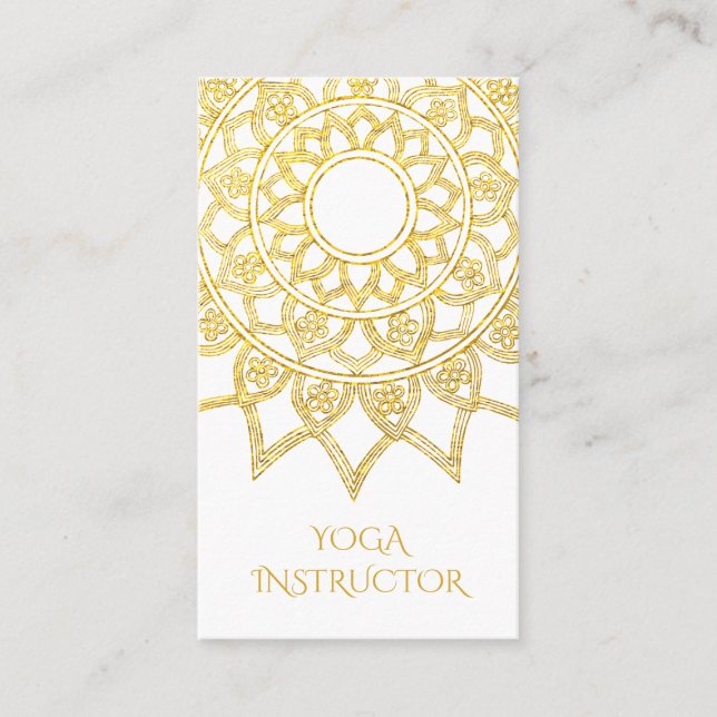 Elegant Gold Floral Mandala Yoga Instructor Visitenkarte (Vorderseite)