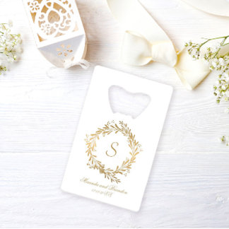 Elegant Gold Floral Monogram Wedding Geldbeutel Flaschenöffner