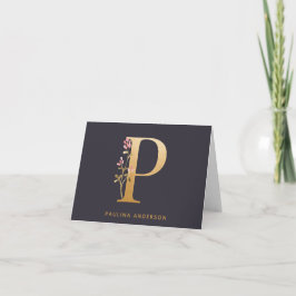 Elegant Gold Floral P Monogram Chic Personalisiert