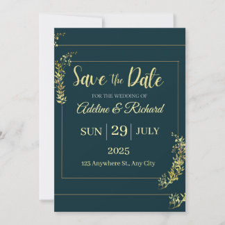 Elegant Gold Floral Save The Date Card Dankeskarte