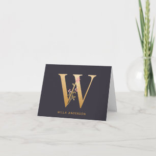 Elegant Gold Floral W Monogram Chic Personalisiert