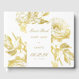 Elegant Gold Floral Wedding Gästebuch