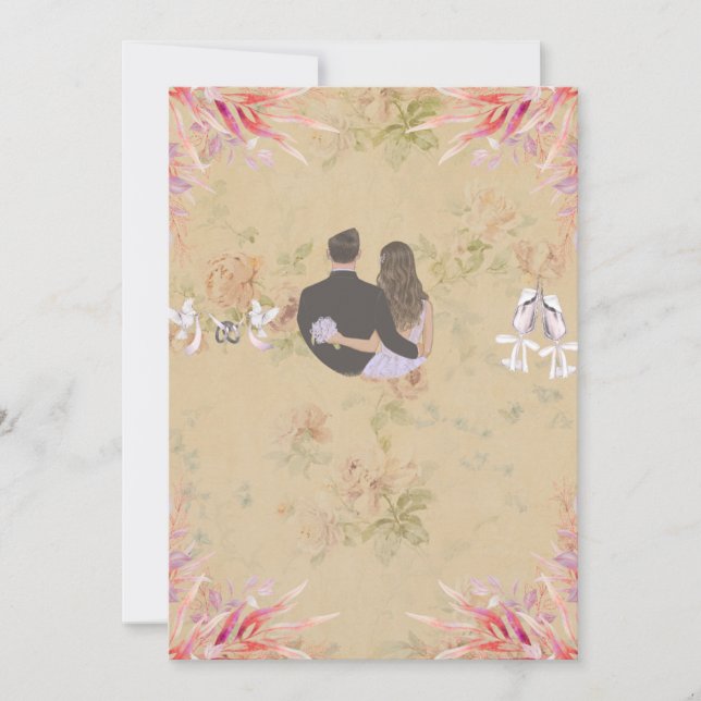 Elegant Gold Floral Wedding Invitation Card Einladung (Vorderseite)