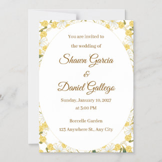 Elegant Gold Floral Wedding Invitation Card Magneteinladung