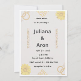 Elegant Gold Floral Wedding Invitation - Chic Gold Einladung