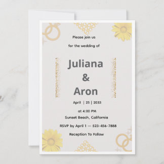 Elegant Gold Floral Wedding Invitation - Chic Gold Einladung