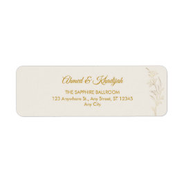 Elegant Gold Floral Wedding Return Address Label