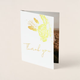 Elegant Gold Floral Wedding Vielen Dank Foto Real Folienkarte