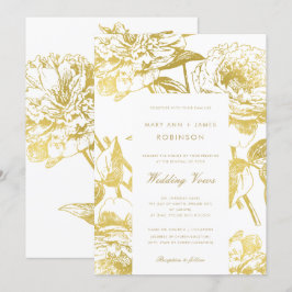 Elegant Gold Floral Wedding Vow Erneuerung Einladung