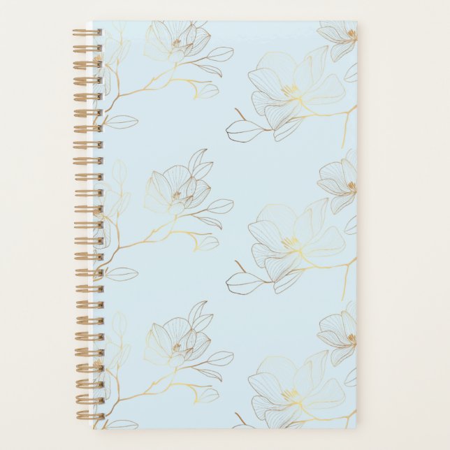 Elegant Gold Floral Wochen/Monat Planer (Vorderseite)