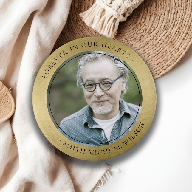 ELEGANT GOLD FOIL BEILEID MEMORIAL FOTO FLASCHE O BUTTON (Von Creator hochgeladen)