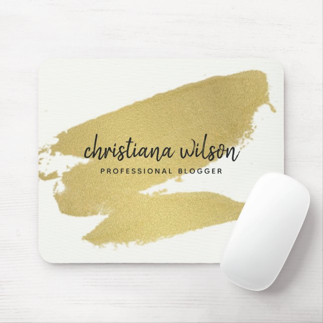 ELEGANT GOLD FOIL BLACK BRUSH STROKE CALLIGRAPHIE MOUSEPAD (Mit Mouse)