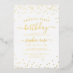 Elegant Gold Foil Calligraphy 21. Geburtstag Folieneinladung