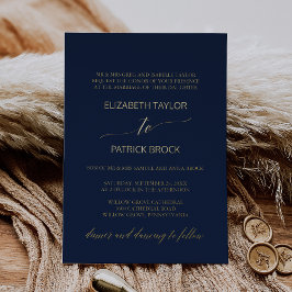 Elegant Gold Foil Calligraphy Navy feierliche Hoch Folieneinladung