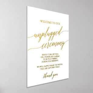 Elegant Gold Foil Calligraphy Unplugged Zeremonie Foliendrucke