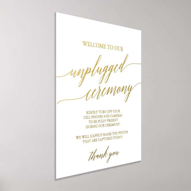Elegant Gold Foil Calligraphy Unplugged Zeremonie Foliendrucke (Ablage )