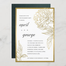 ELEGANT GOLD FOIL CLASSY FLORAL VERLOBUNG INVITE