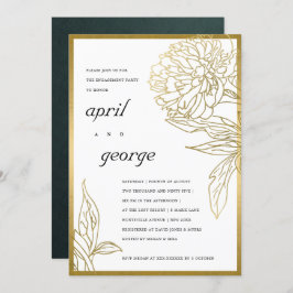 ELEGANT GOLD FOIL CLASSY FLORAL VERLOBUNG INVITE DANKESKARTE