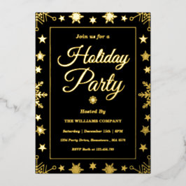 Elegant Gold Foil Corporate Holiday Party Folieneinladung