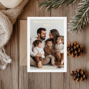 "Elegant Gold Foil Frohe Weihnachten Foto Folieneinladung