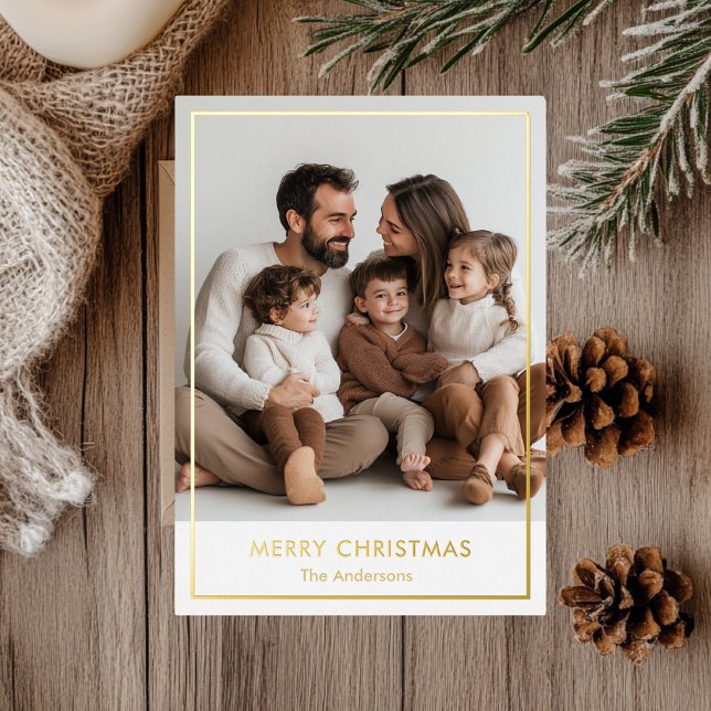 Elegant Gold Foil Frohe Weihnachten Personalisiert Folieneinladung (Von Creator hochgeladen)